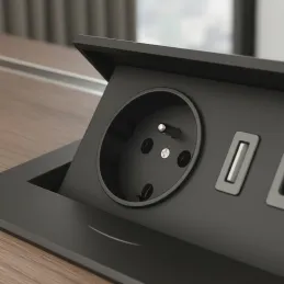 Električna izvlačna utičnica 1x230V + USB punjenje A-C / Crna mat