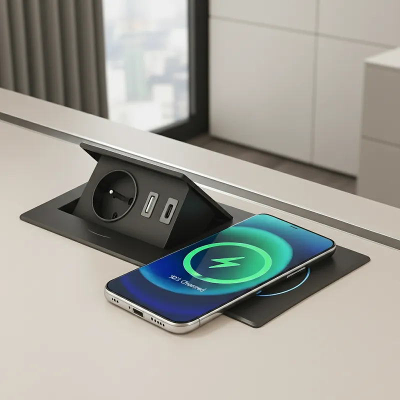 Električna izvlačna utičnica 1x230V + USB punjenje A-C / Crna mat