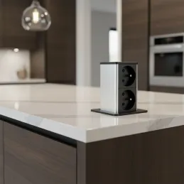 Izvlačna utičnica SQUARE UP FRENCH 2x230V / Crna mat