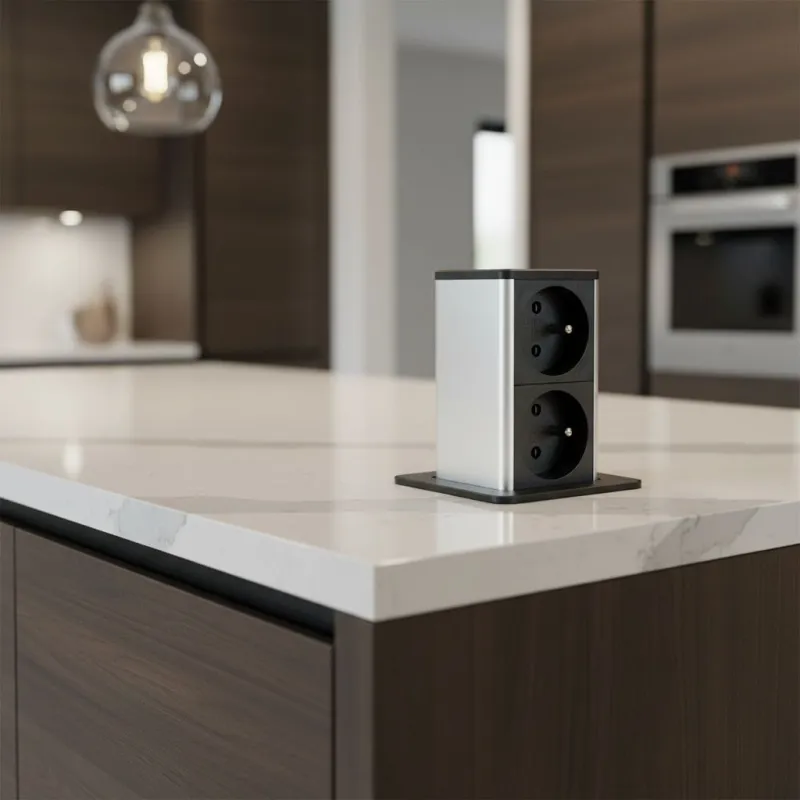 Izvlačna utičnica SQUARE UP FRENCH 2x230V / Crna mat