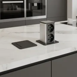 Izvlačna utičnica SQUARE UP FRENCH 2x230V / Crna mat