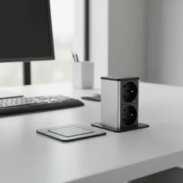 Izvlačna utičnica SQUARE UP FRENCH 2x230V / Crna mat