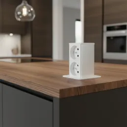 Izvlačna utičnica SQUARE UP FRENCH 2x230V / Mat bijela