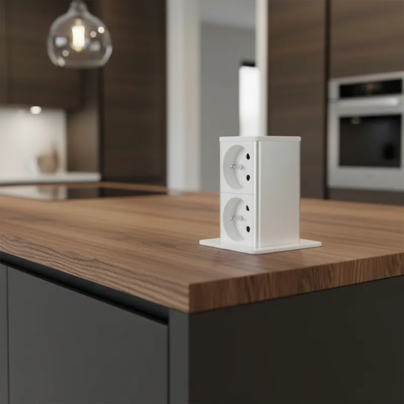 Izvlačna utičnica SQUARE UP FRENCH 2x230V / Mat bijela