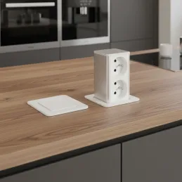 Izvlačna utičnica SQUARE UP FRENCH 2x230V / Mat bijela