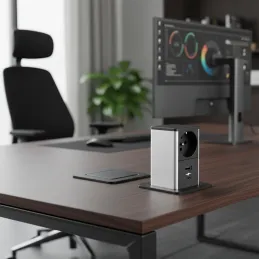 Izvlačna utičnica SQUARE UP FRENCH 1x230V + USB A-C / Crna mat