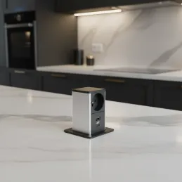 Izvlačna utičnica SQUARE UP FRENCH 1x230V + USB A-C / Crna mat