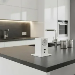 Izvlačna utičnica SQUARE UP FRENCH 1x230V + USB A-C / Mat bijela