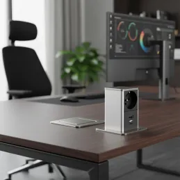 Izvlačna utičnica SQUARE UP FRENCH 1x230V + USB A-C / Nehrđajući čelik