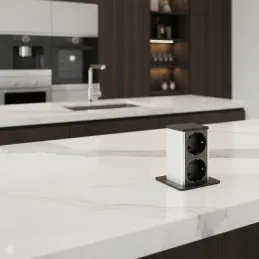 Izvlačna utičnica SQUARE UP SCHUKO 2x230V / Crna mat