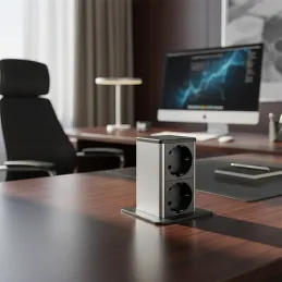 Izvlačna utičnica SQUARE UP SCHUKO 2x230V / Crna mat