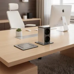 Izvlačna utičnica SQUARE UP SCHUKO 2x230V / Nehrđajući čelik