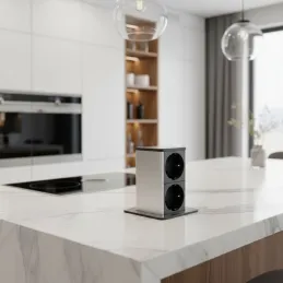 Izvlačna utičnica SQUARE UP SCHUKO 2x230V / Nehrđajući čelik