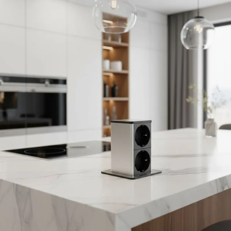 Izvlačna utičnica SQUARE UP SCHUKO 2x230V / Nehrđajući čelik