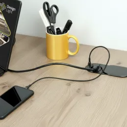 Električna utičnica SLIDE 1x230V + 1xUSB C+A FRENCH / Crna mat