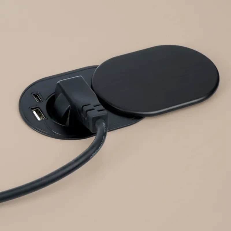 Električna utičnica SLIDE 1x230V + 1xUSB C+A FRENCH / Crna mat