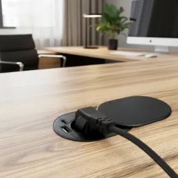 Električna utičnica SLIDE 1x230V + 1xUSB C+A FRENCH / Crna mat