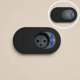 Električna utičnica ORBIT 1x 230V + 2x USB A-C / Crna mat