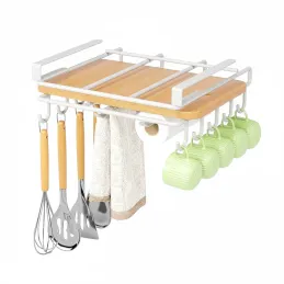 Metalni držač za dasku s kukama ispod police DRAFT / Mat bijela