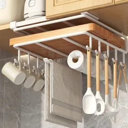 Metalni držač za dasku s kukama ispod police DRAFT / Mat bijela