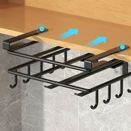 Metalni držač za dasku s kukama ispod police DRAFT / Crna mat
