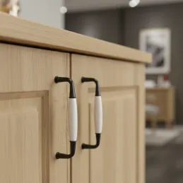 Ručka BLANCA / Crna - Bijeli porculan