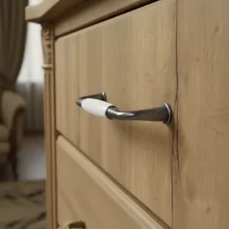 Ručka BLANCA / Starosrebrna - Bijeli porculan