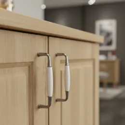 Ručka BLANCA / Starosrebrna - Bijeli porculan