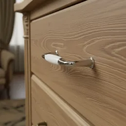 Ručka BLANCA / Sjajni krom - Bijeli porculan