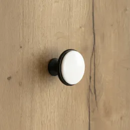 Ručka knopka BLANCA / Crna - Bijeli porculan