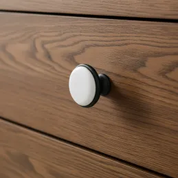Ručka knopka BLANCA / Crna - Bijeli porculan