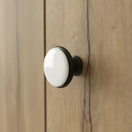 Ručka knopka BLANCA / Crna - Bijeli porculan