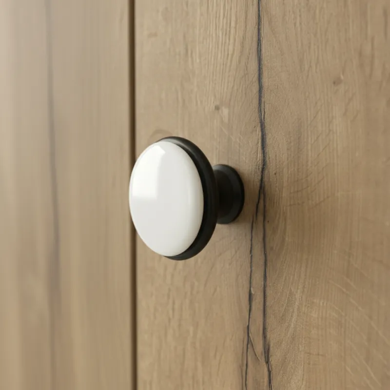 Ručka knopka BLANCA / Crna - Bijeli porculan