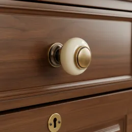 Ručka knopka RAENA / Porculan - zlatna patina