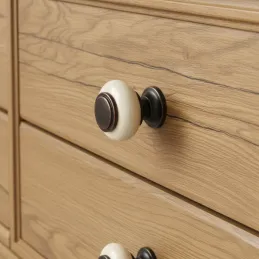 Ručka knopka RAENA / Porculan - smeđa patina