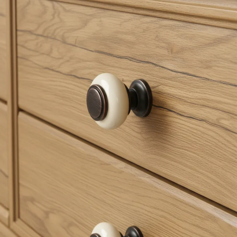 Ručka knopka RAENA / Porculan - smeđa patina