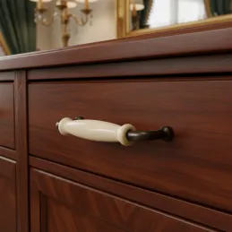 Ručka RAENA / Porculan - smeđa patina