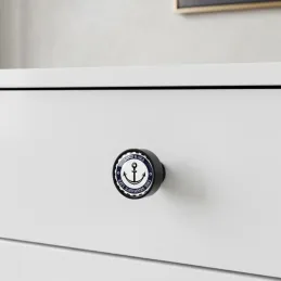 Drvena ručka knopka ARSIA / Crna - motiv sidro