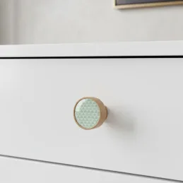 Drvena ručkica knop ARSIA / Bukva - zeleni trokuti