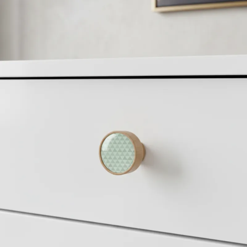 Drvena ručkica knop ARSIA / Bukva - zeleni trokuti