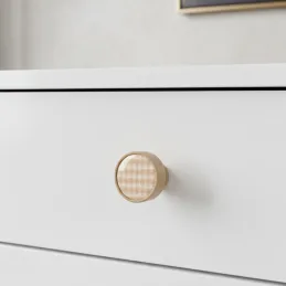 Drvena ručka knopka ARSIA / Buk - narančasti trokuti