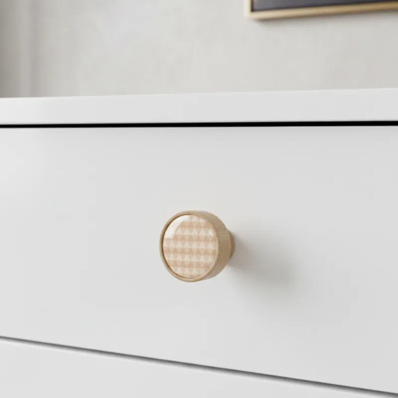 Drvena ručka knopka ARSIA / Buk - narančasti trokuti