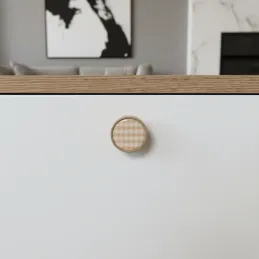 Drvena ručka knopka ARSIA / Buk - narančasti trokuti