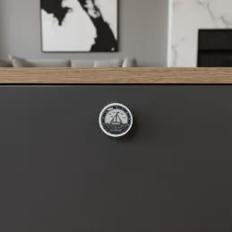 Drvena ručka knopka ARSIA / Bijela - motiv brodić