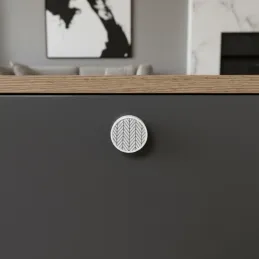 Drvena ručka knopka ARSIA / Bijela - motiv bijele jele