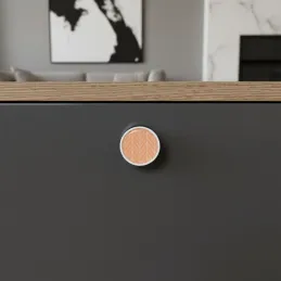 Drvena ručka knopka ARSIA / Bijela - motiv narančasta jela