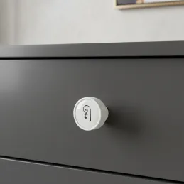 Drvena ručka knopka ARSIA / Bijela - motiv lampa