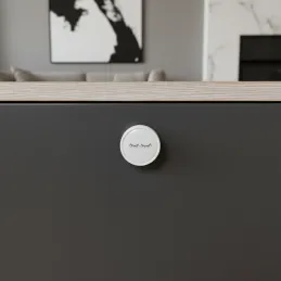 Drvena ručkica knopka ARSIA / Bijela - motiv algi