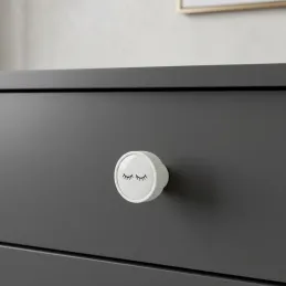 Drvena ručkica knopka ARSIA / Bijela - motiv algi