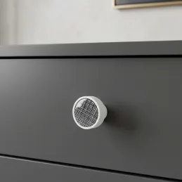 Drvena ručka knop ARSIA / Bijela - uzorak rešetke